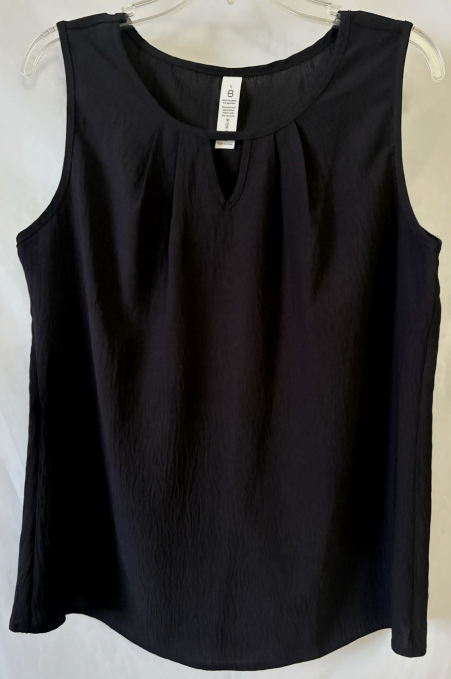 Black Sleeveless Women Black Top Size L 95% Polyester 5% Spandex